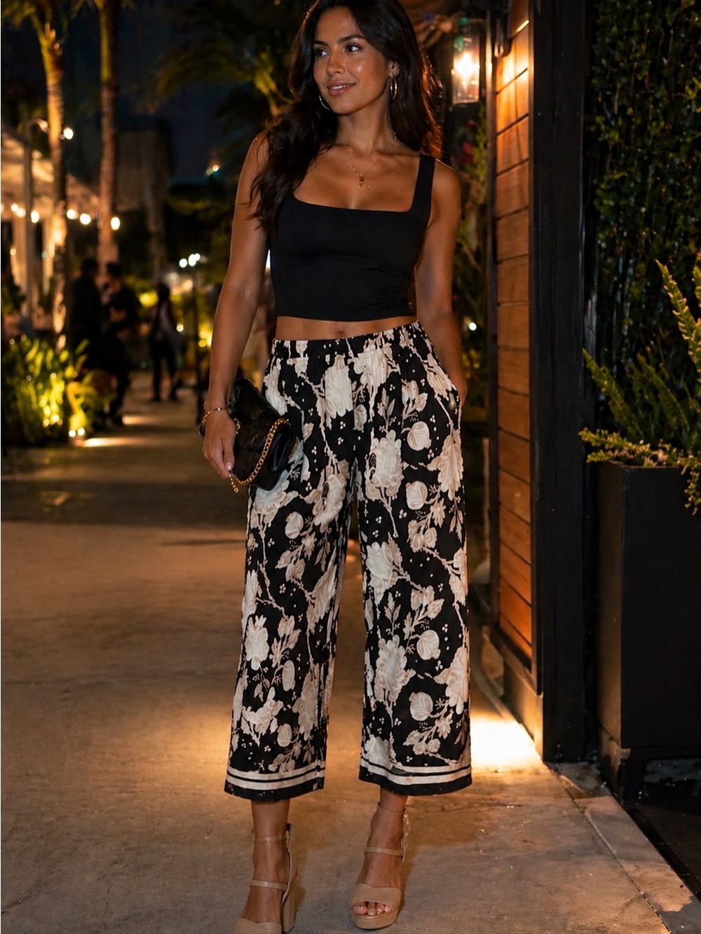 Rachel Zoe Floral Wide-Leg Pants Sz M